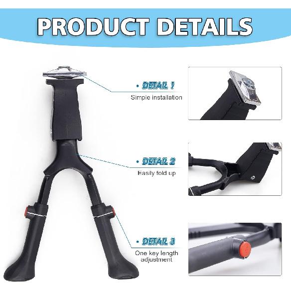 WEEROCK Adjustable Height Bike Kickstand Aluminium Alloy Double Leg Kick Stand Fits For 24/26/28 Inch Single Speed Bicycles