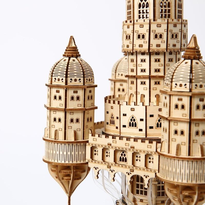 Plovoucí město v oblacích DIY 3D dřevěné puzzle Miniaturní architektonický model Skládačka Nebeské impérium Stavebnice pro dospělé děti Dárek