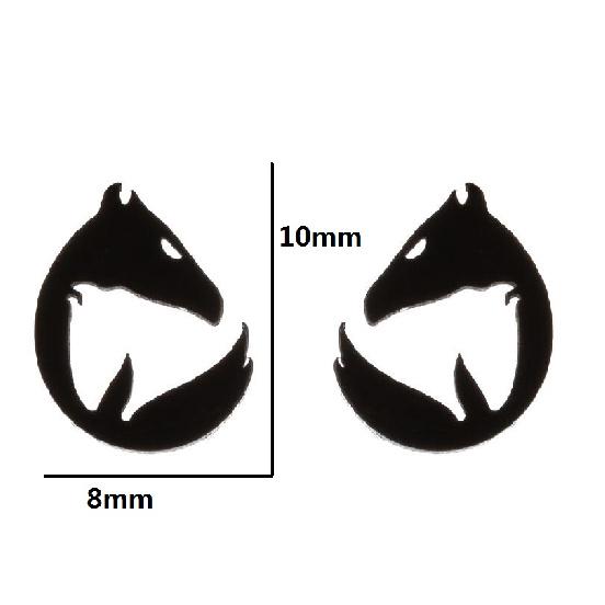 Cute Stainless Steel Horse Earrings Minimalist Long Tail Horse Head Stud Bijoux Pendientes Tiny Ear Accessory Orecchini Aros
