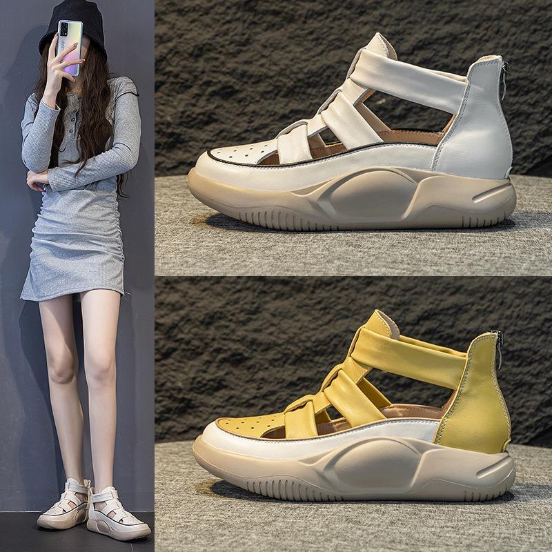 Cool boots, women's shoes, round-toed,thick-soled high-top casual sandals