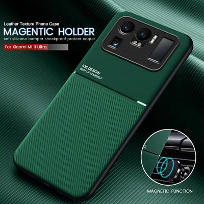 Xiomi mi11 ultra pouzdro kůže textura magnetický držák do auta kryty na telefon xiaomi mi 11 ultra 2021 měkký silikon nárazuvzdorný coque