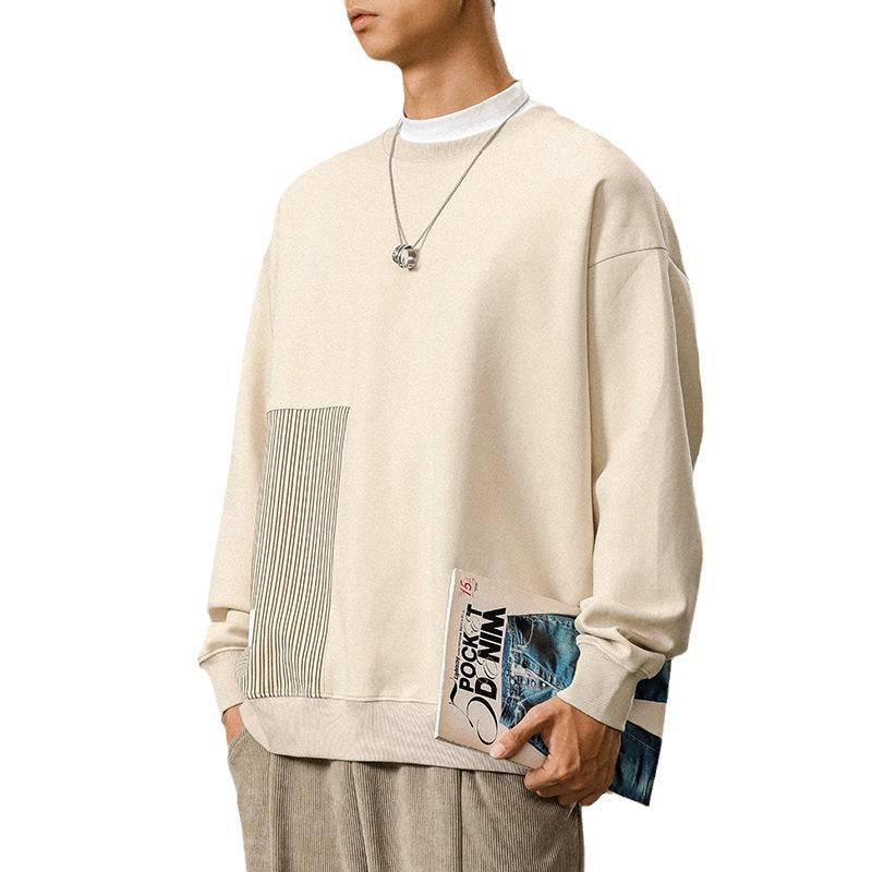 Осенний бренд Tide американский тяжелый круглый ворот свитер мужской свободный большой — фото 6