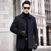 Autumn and winter double-sided cashmere coat lapel winter middle-aged woolen coat men's down liner mid-length coat