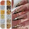 Holographic Nail Glitters Sequins 12 Grids Nail Art Flakes Nail Glitter Gold Foils  DIY Manicure
