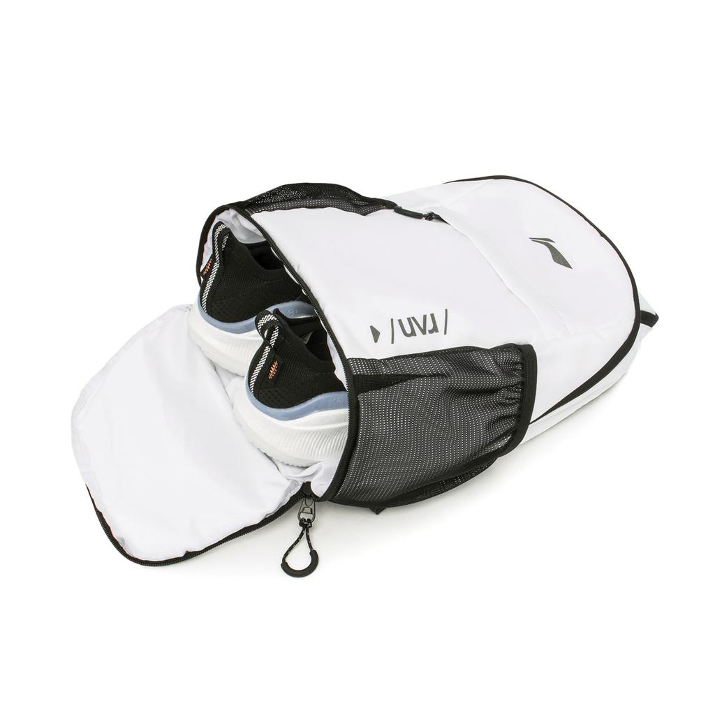 Li Ning Running Series Eco-Friendly Water-Resistant Reflective Zipper Adjustable Shoulder Strap Nylon Sports Backpack Unisex Backpack White ABSU039-2