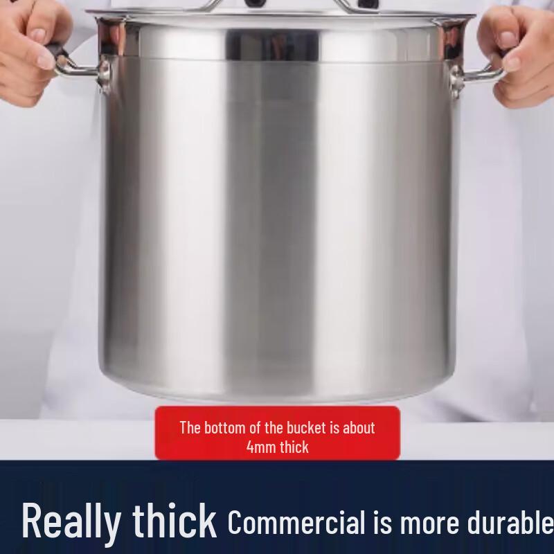 Commercial SUS304 Thick Induction Soup Pot with Lid