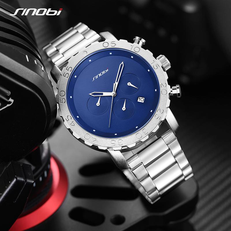 SINOBI New Arrival Men's Chronograph Watches Original Design Man's Quartz Wristwatches Geneva Sports Clock