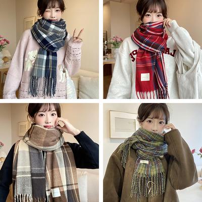 2025 Inverno Novo Imitação Cashmere Xadrez Cachecol Para Mulheres de Alta Qualidade, Cachecol Feminino, Xale Presente de Estudante