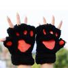 Women Cat Paw Gloves Cute Fuzzy Warm Half Finger Gloves Winter Plush Animal Paw Gloves for Girls Teens Cosplay Costume Parties Daily Wear