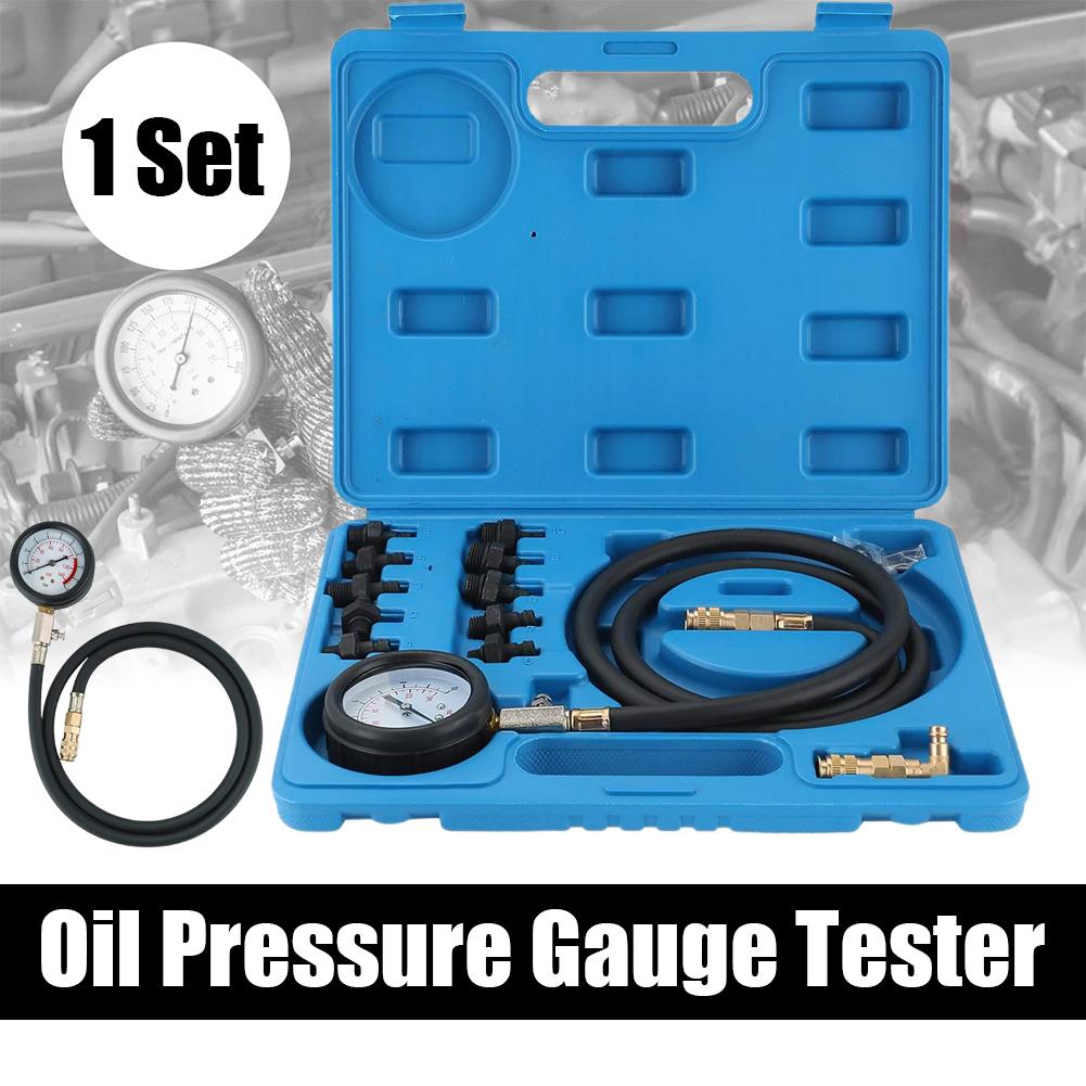 Oil Pressure Gauge Tester Oil Pressure Tester Tool For Fuel System Engine Cylinder Compression Test 0-140PSI For Cars ATVs O2O6