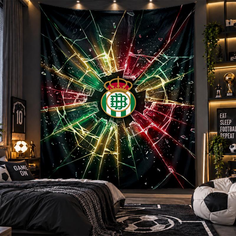 Wall Hanging Tapestry Real Betis Football Print Cloth for Living Room Bedroom Home Decor
