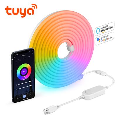 Tuya Smart Life WiFi LED Neon Bandă USB 5V LED Bandă RGB Neon Sign Bandă Decorare Alexa Google Home Silica Gel cu cleme