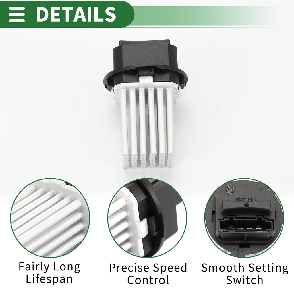 Motoforti HVAC Blower Motor Resistor/Heater Blower Resistor for Land Rover LR2 L4 2.0L 2013-2015, Metal and Plastic, Part Number LR002685, Black.