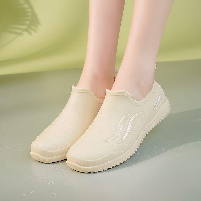 Fashionable Women's Spring And Autumn Rain Shoes, Casual, Lightweight, Waterproof, Non Slip, Kitchen Car Wash Work Rubber Shoes