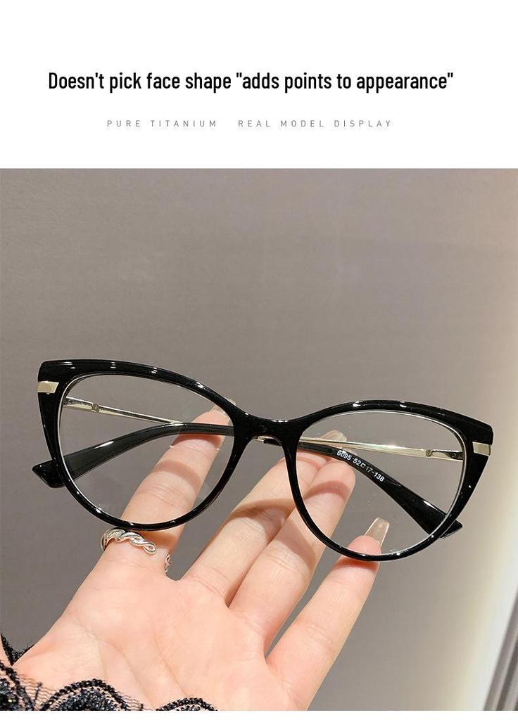 Premium Photochromic Cat Eye Blue Light Blocking Myopia Glasses with Frames and Lenses