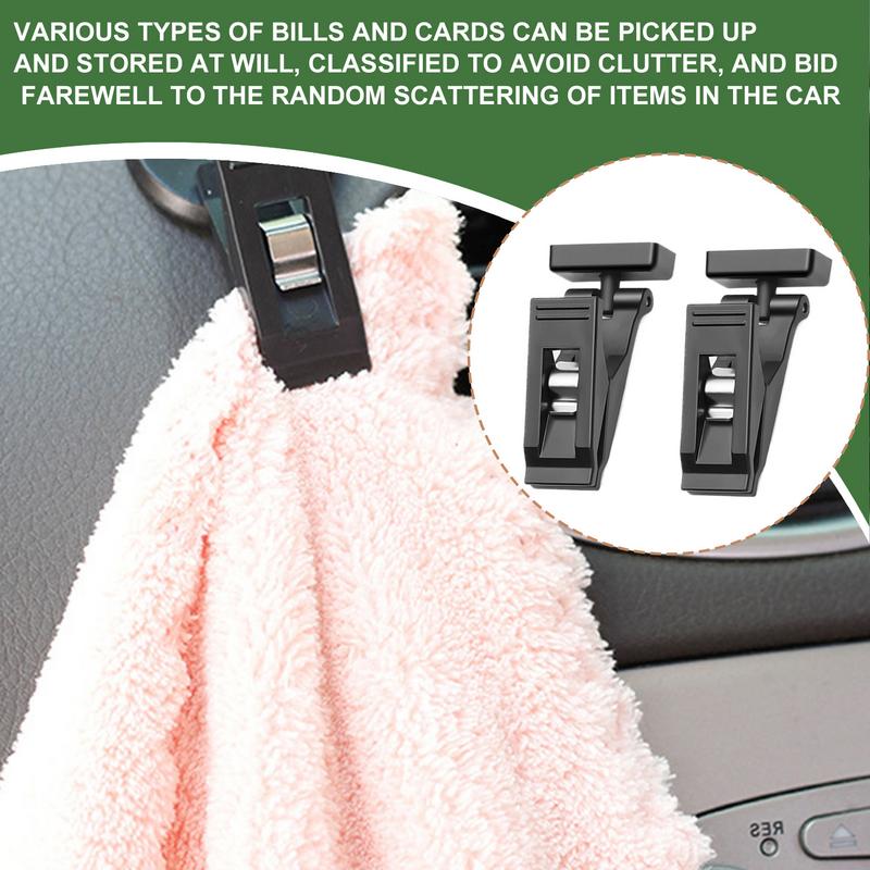 For General Car Ticket Holder Magnetic Car Card Holder Storage Clips 2 Pieces Adhesive Storage Organizer Clamp Hanger Hooks For
