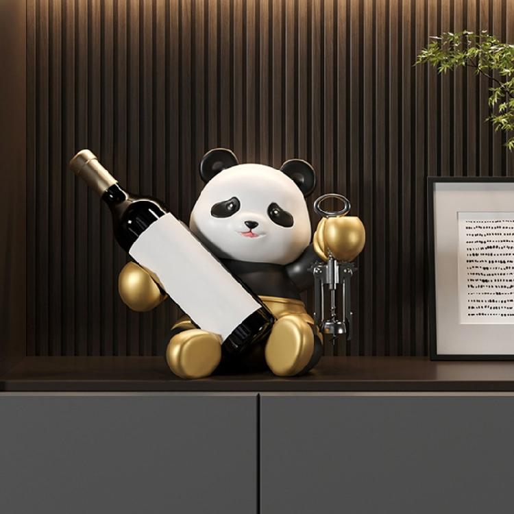 Stojak na wino Panda Uroczy Zwierzęcy Stojak na Wino Poprawia Estetykę Domu Jako Funkcjonalne Dekoracje Blatowy Stojak na Wino
