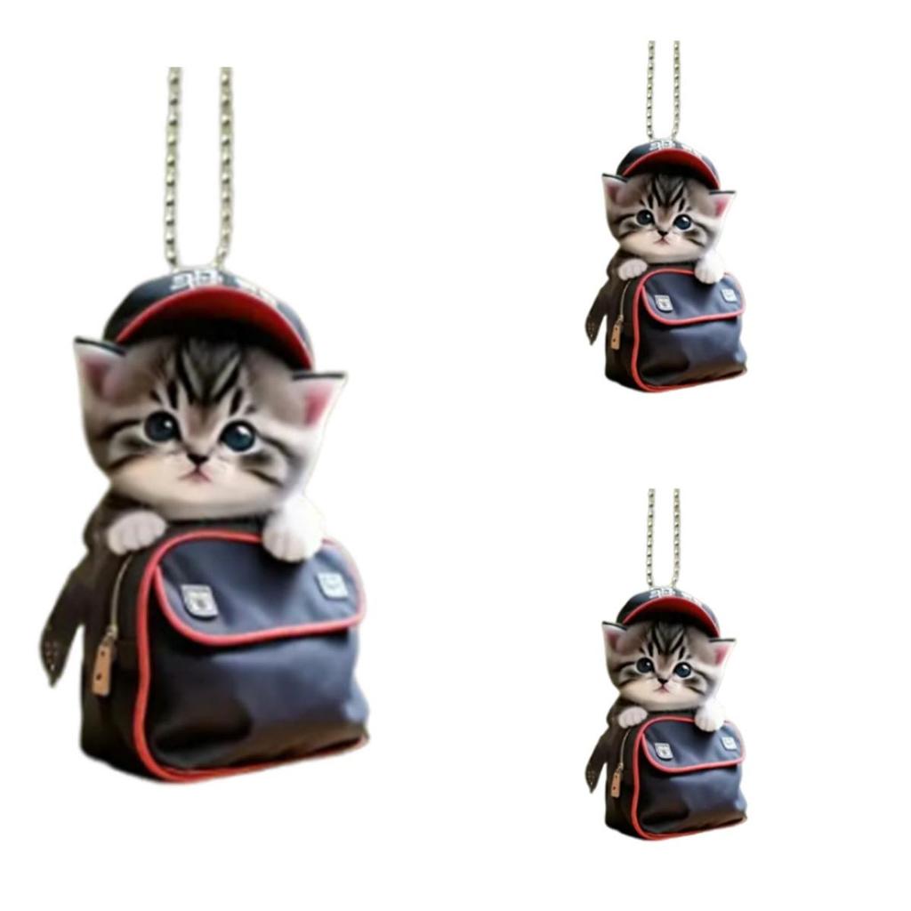 Cat Shaped Pendant Car Hanging Decoration Realistic Looking Easy To Hang Auto Rearview Mirror Ornament Acrylic Christmas Decor