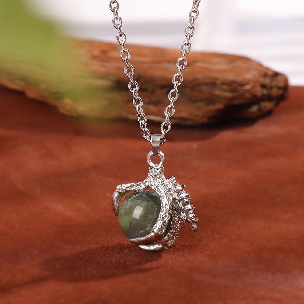 

Європейський та американський кулон «Кіготь дракона» з натуральним кристалом - Нефритове намисто з дорогоцінним камінням