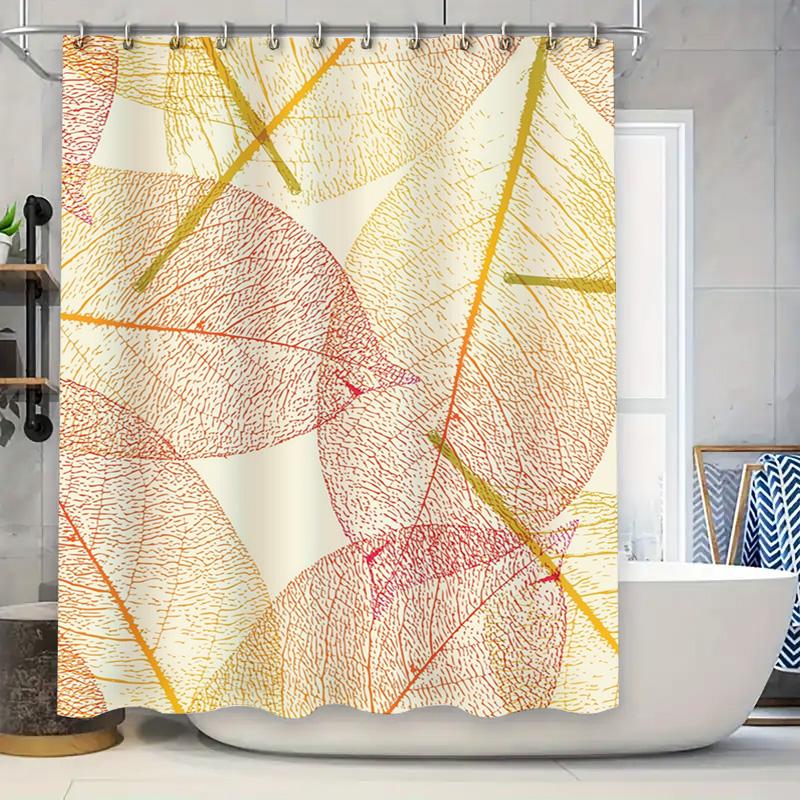 

Leaf Print Shower Curtain Decorative Water Repellent Bathroom Accessories Home Improvement Modern Design Waterproof Shower Panel W60H190(CM)-1 Pcs