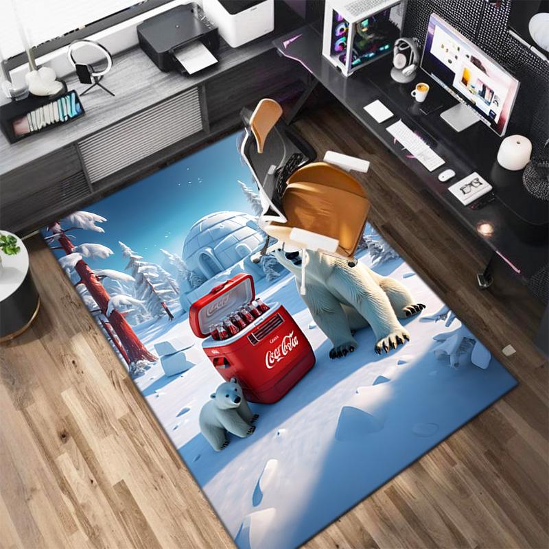 Christmas Gift Halloween Themed Cola Beverage Coca Cola Carpet Is Suitable for Living Room and Bedroom Doormats Office Balcony Decorative Carpet V26