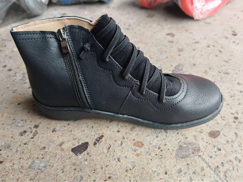 Nowe europejskie i amerykańskie damskie buty śnieżne z płaską podeszwą, sznurowane, w dużych rozmiarach, z krótkiej bawełny.