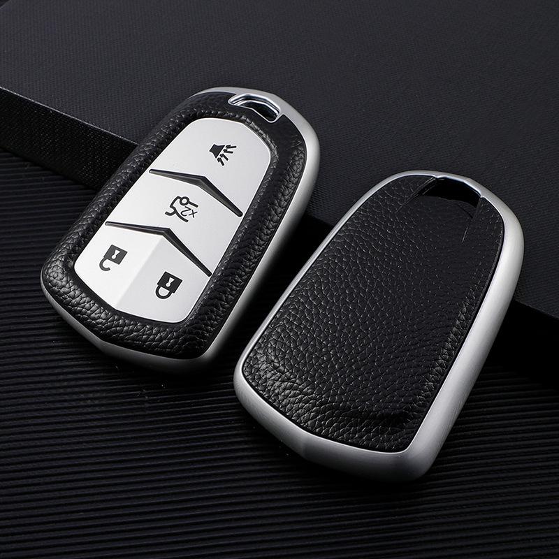 Cadillac Key Case for XT5, CT5, XT4, XTS, ATSL, CT6, XT6, CT4 - Leather Texture Shell with Buckle