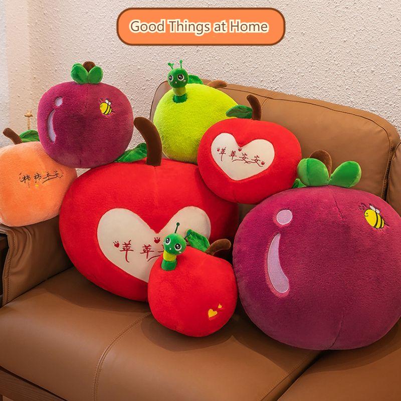 Fruit Toys Plush Red And Green Apples Persimmons Mangosteen Cushions Pillows