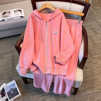 Women’s Plus Size Fashionable Slimming Hoodie and Pants Casual Set 7338