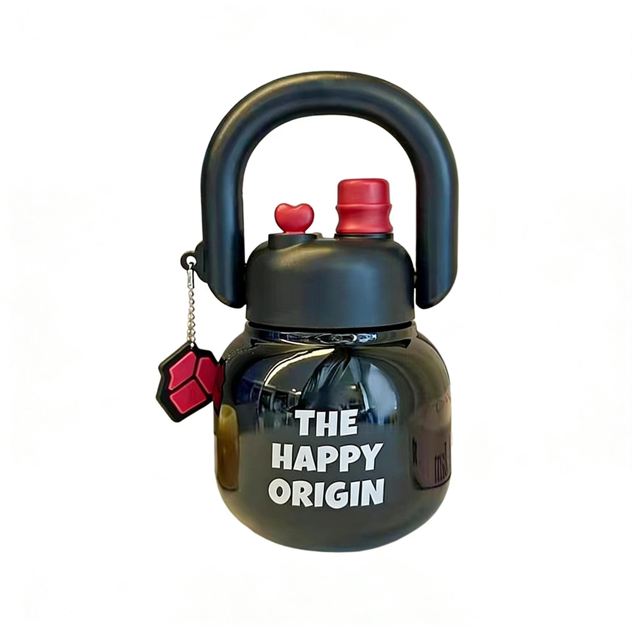 Water Bottle 20oz Insulated Water Bottles with Straw for School Sports Travel Coffee Mug Stainless Steel Cup Suitable for Hot and Cold one size чёрный