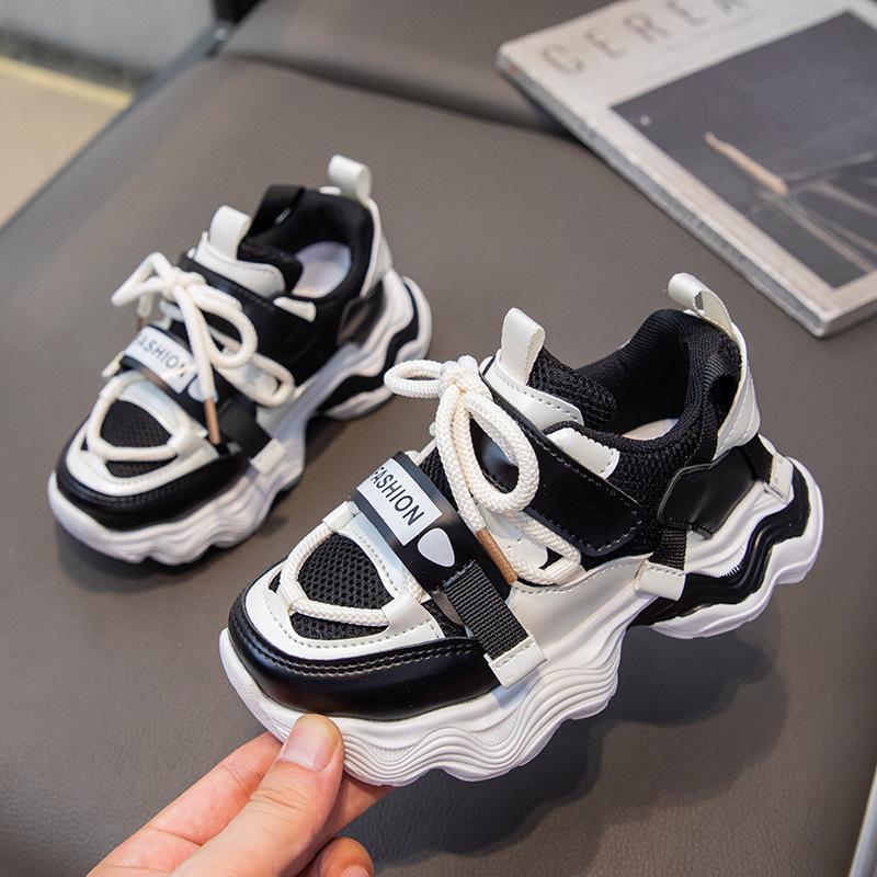 

Children Spring Autumn Fashion Casual Breathable Running Shoes for Boys Girls Middle Big Kids Chunky Sneakers size 30 чорний