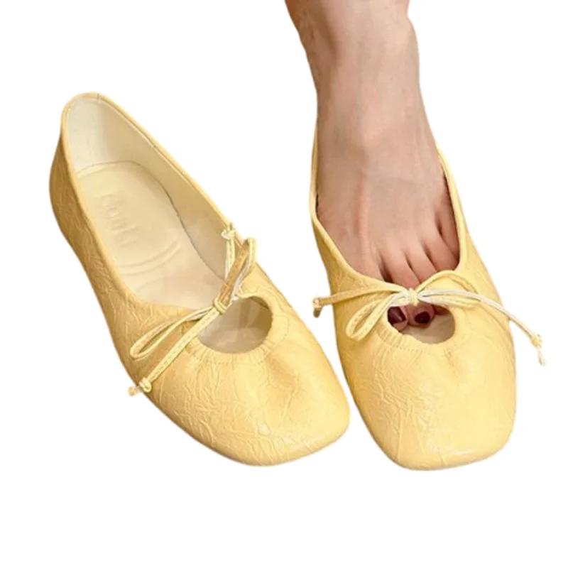 Mode Ballerinas Damen Slipper Schuhe Frühlingsmode Freizeitschuhe Lolita Kleid Damen Sandalen 2025 Designermarke Schleife Sportlich Weiblich Zapatillas