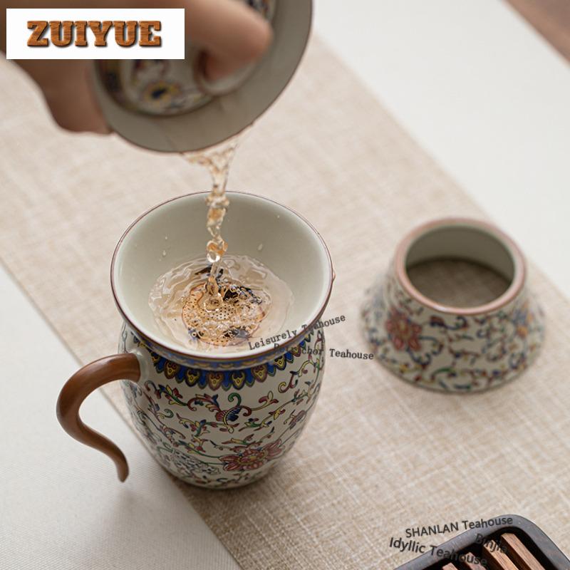 Ru Kiln Interlock Branch Lotus Decoration Tea Separator Infusor Antique Tea Strainer Dispenser Tea Maker Tea Filter Drinkware
