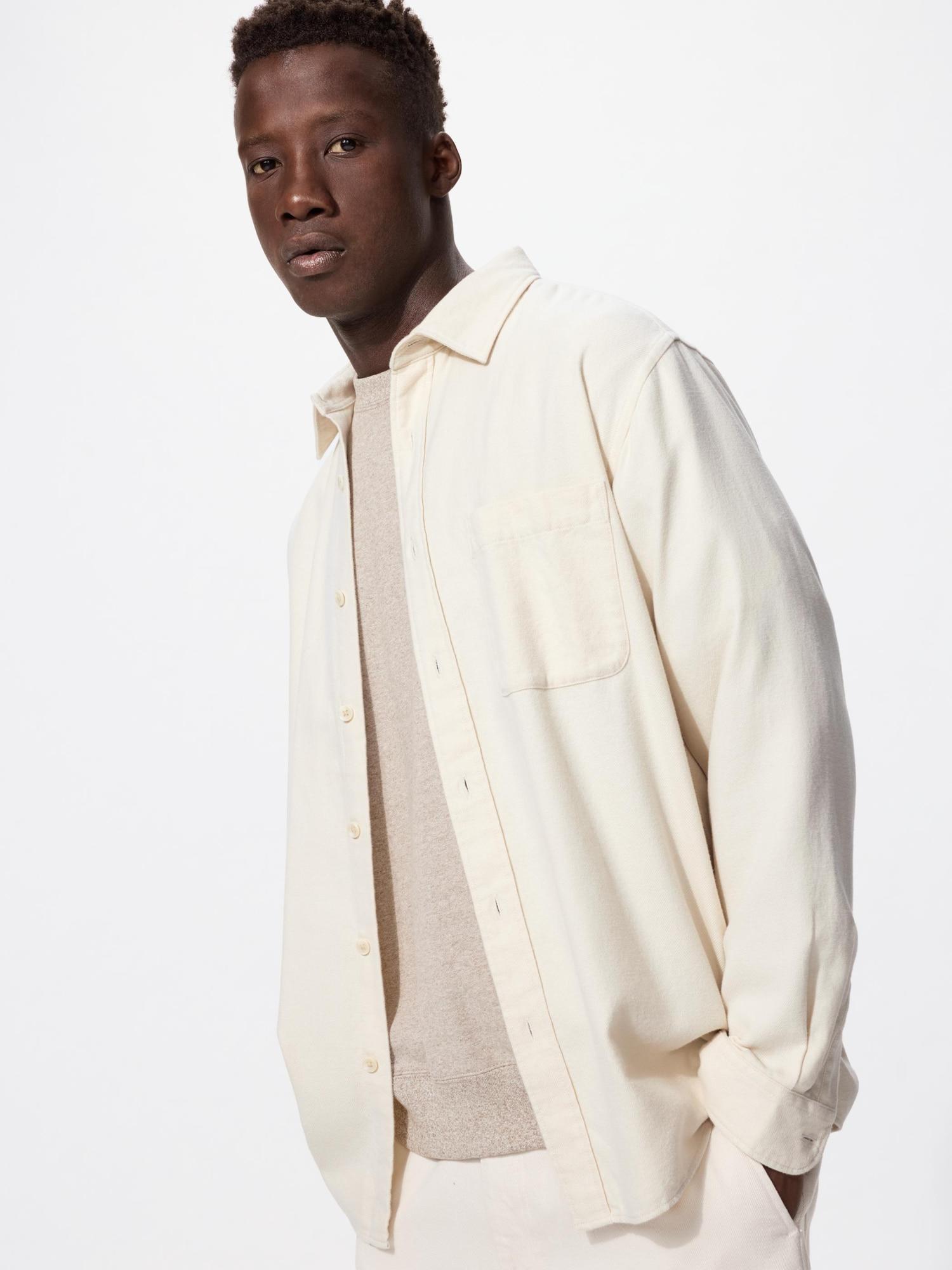 Фланелевая рубашка Uniqlo Япония 01 OFF WHITE/S