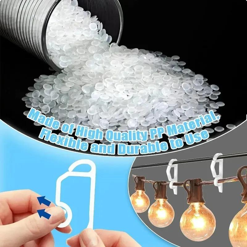 20-200Pcs String Lights Holder Light String Clips Outdoor Gutter Clip Holiday Wire Clamp Festival Halloween Christmas Decoraton