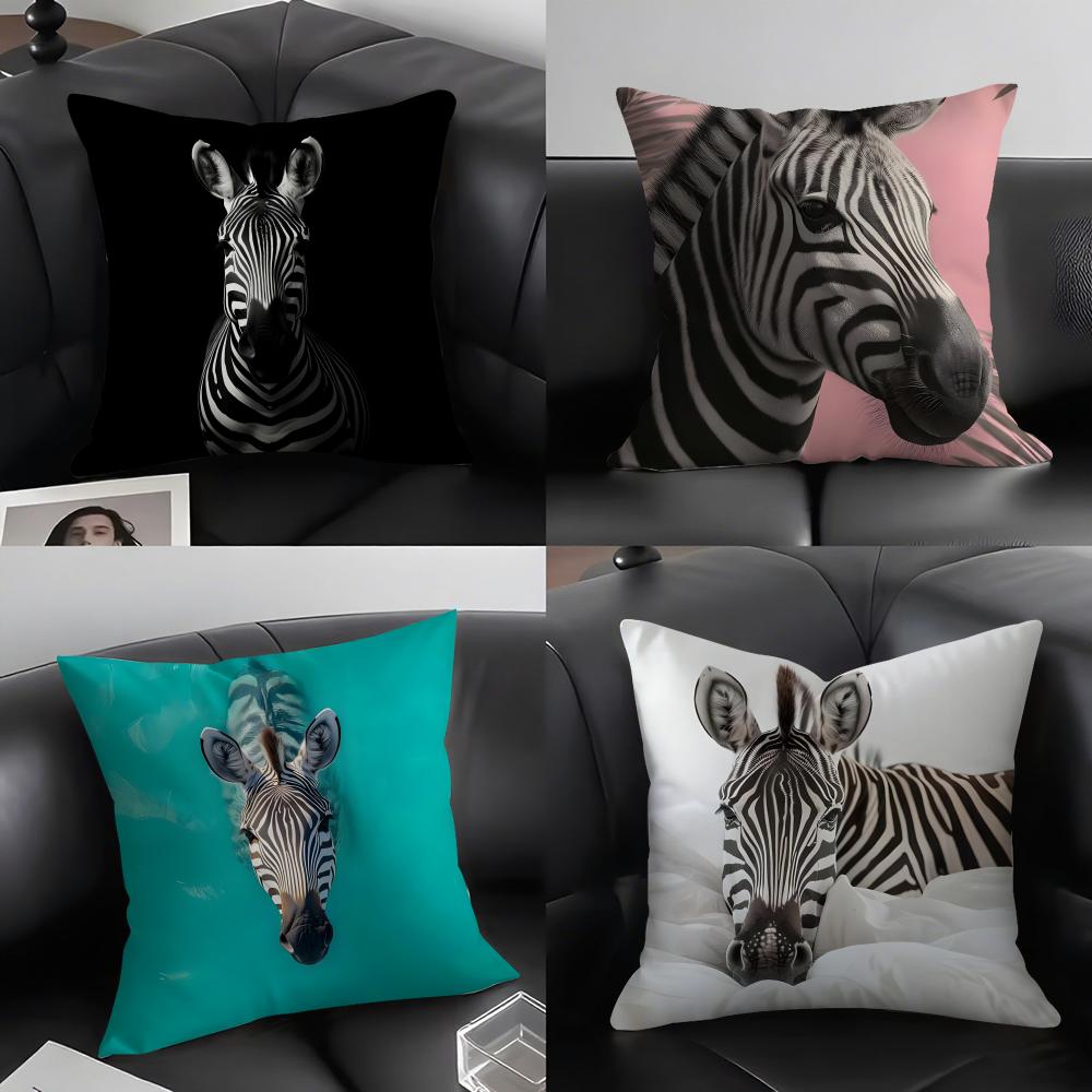 Zebra Cushion Cover Pillowcase Ultra Soft Skin Friendly Fabric Cloud Like Comfort & Concealed Zipper