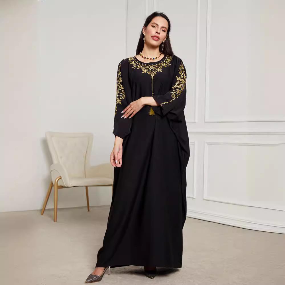 Elegant 2024 Dubai Middle Eastern Embroidered Robe Dress Cover-up