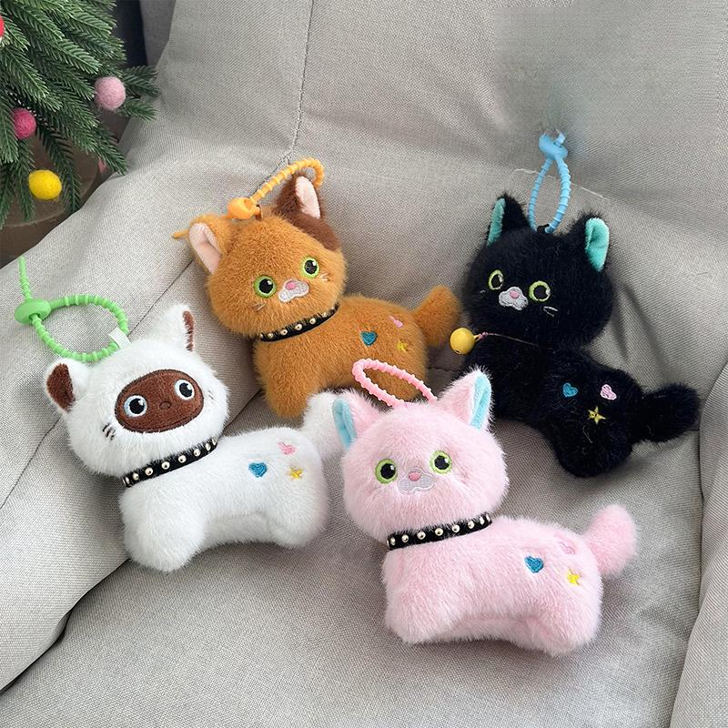 Niedliche Katze Plüschtier Schlüsselanhänger Cartoon Kätzchen Weiche Stoffpuppe Anhänger Autoschlüsselring Rucksack Tasche Dekor Kindergeschenk