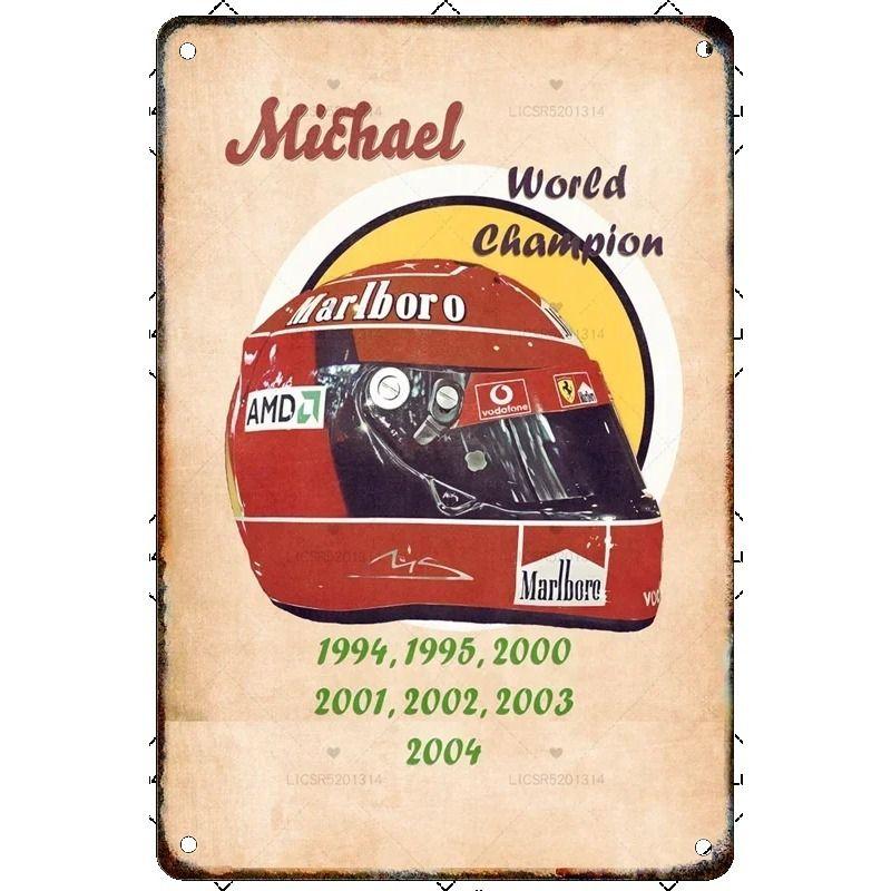 Vintage Formula 1 Helmet Metal Tin Sign Bar Garage Club Wall Decor