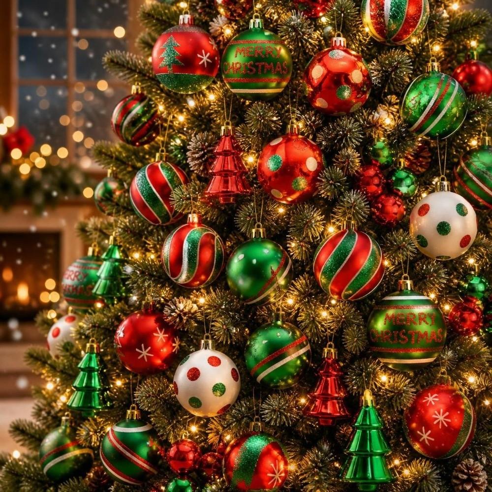42Pcs/Set Creative Christmas Tree Balls Shiny Xmas Baubles Durable Christmas Ball  Showcase