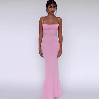 Damen Sommer One-Shoulder Rückenfrei Skinny Bag Hip Sexy Elegantes Kleid
