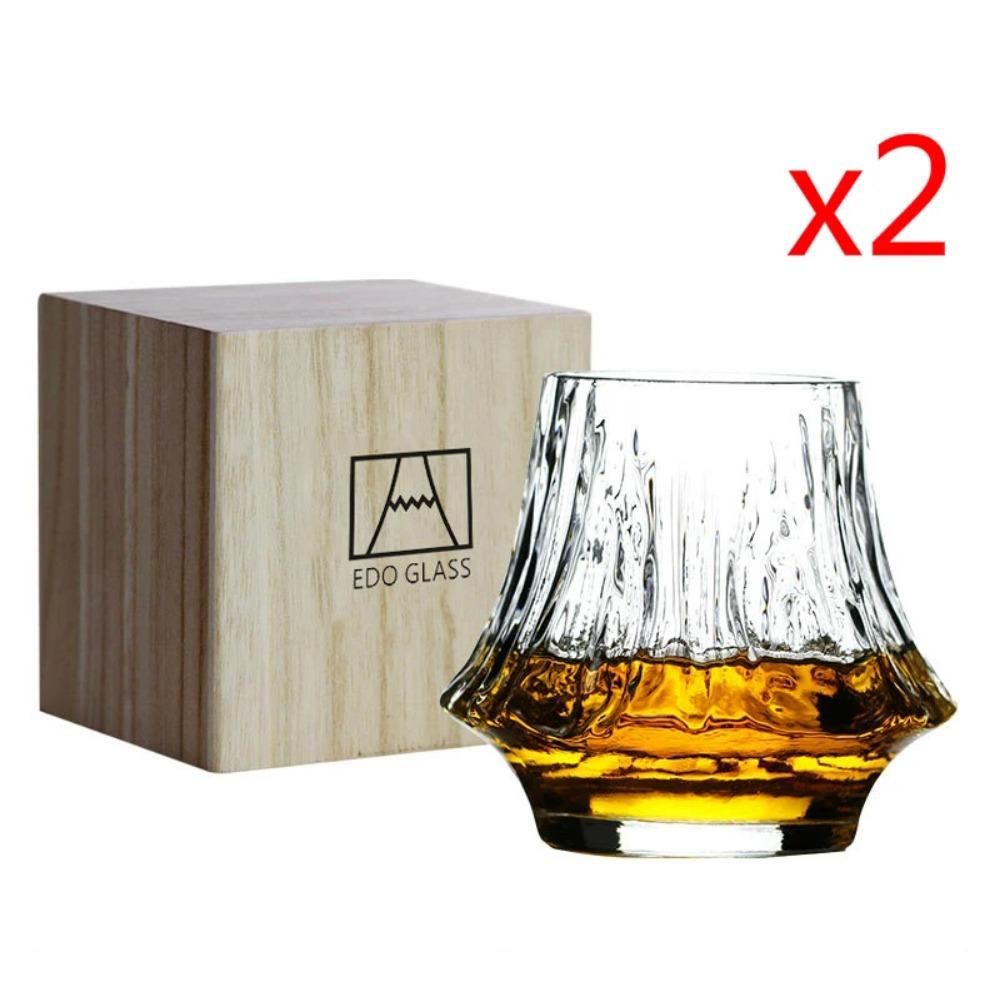 Japan Fuji Mountain Irregular Old Fashioned Whiskey Glass Volcanic Wine Cup Artwork Present Box Whisky Tumbler Brandy Snifter