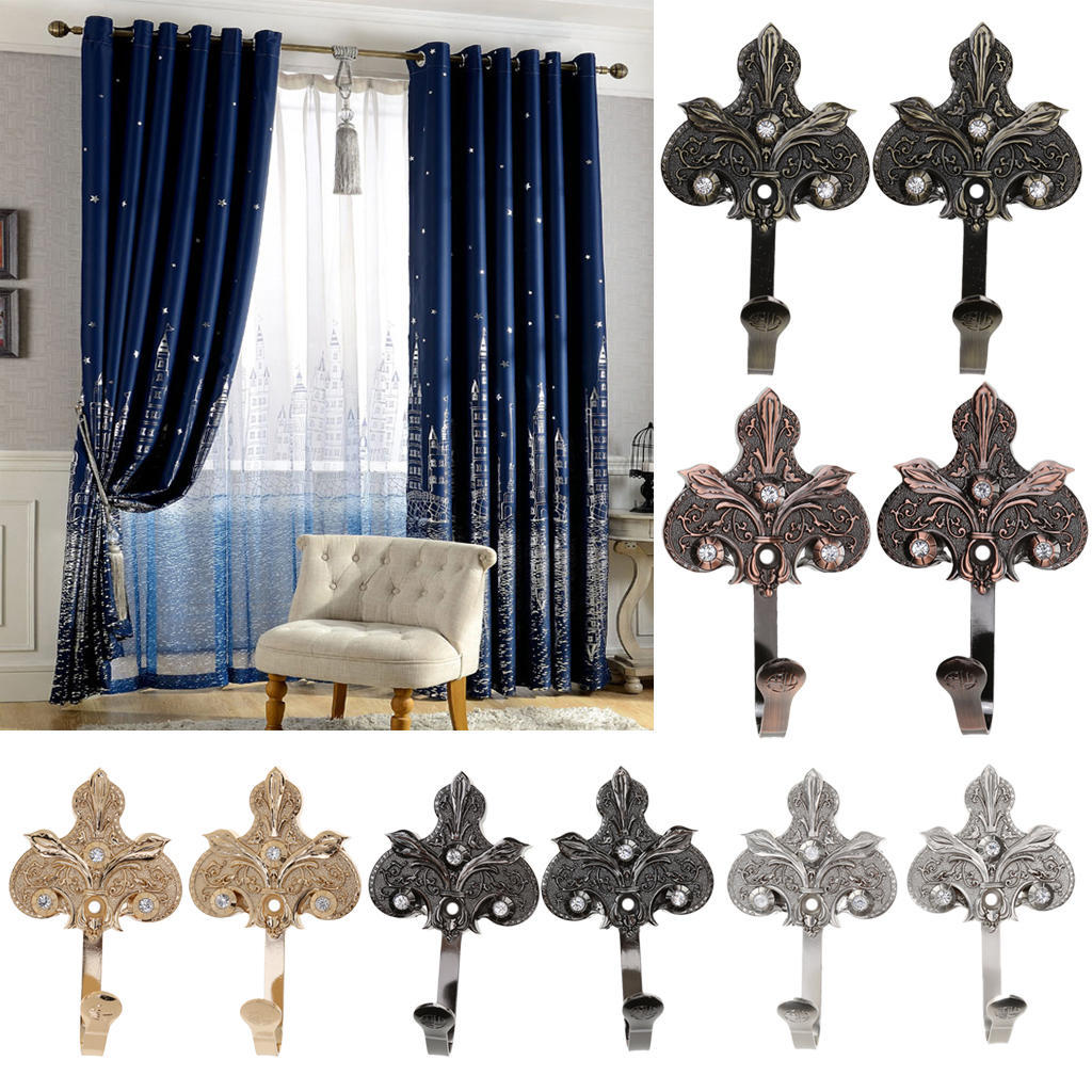 MagiDeal 2 Piezas Ganchos de Metal de Cortina Tieback Soportes de Puerta de Pared de Habitaci/ón de Ba/ño Color de Oro//Bronce Bronce
