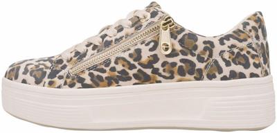 Tamaris Platform Sneakers with a Zipper In Multicolored Leopard