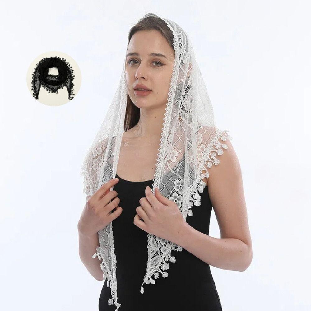Cute Lace Flower Hair Scarf Vintage Sweet Headscarf Shawl Casual Triangle Head Scarf  Photography
