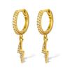 European S925 Sterling Silver Lightning Stud Earrings, Geometric Design with Zirconia Inlay, High-End Luxury, Unique Niche Style for Women.