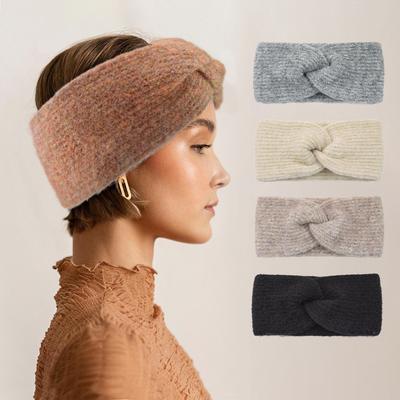 New Wide Cross Knitted Headbands For Woman Winter Solid Warm Hairband Elastic Ear Protection Headwear Girls Hair Accessories