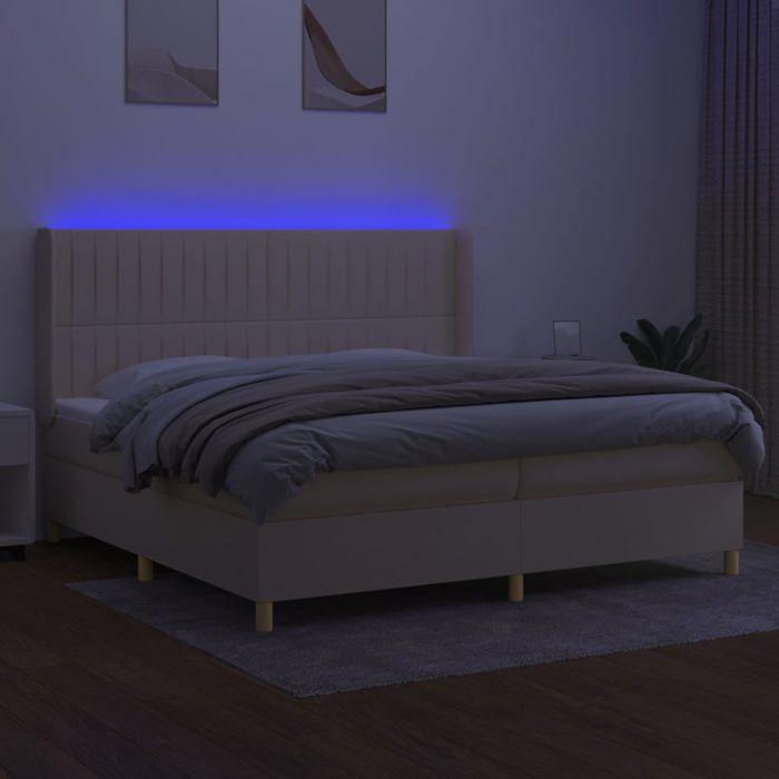 Maison Exclusive - Sommier à lattes de lit matelas et LED Crème 200x200 cm Tissu
