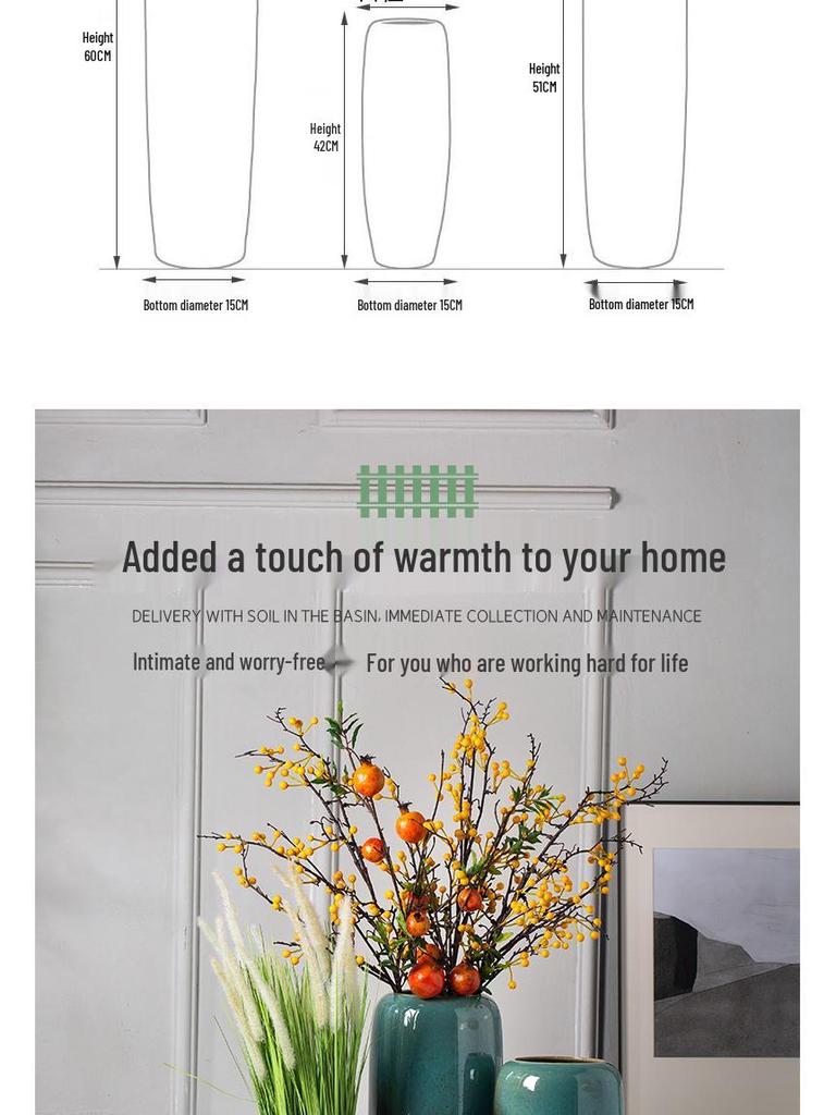 Ceramic Floor Vase for Living Room Dried Flower Arrangement - New Chinese Style Home Decor