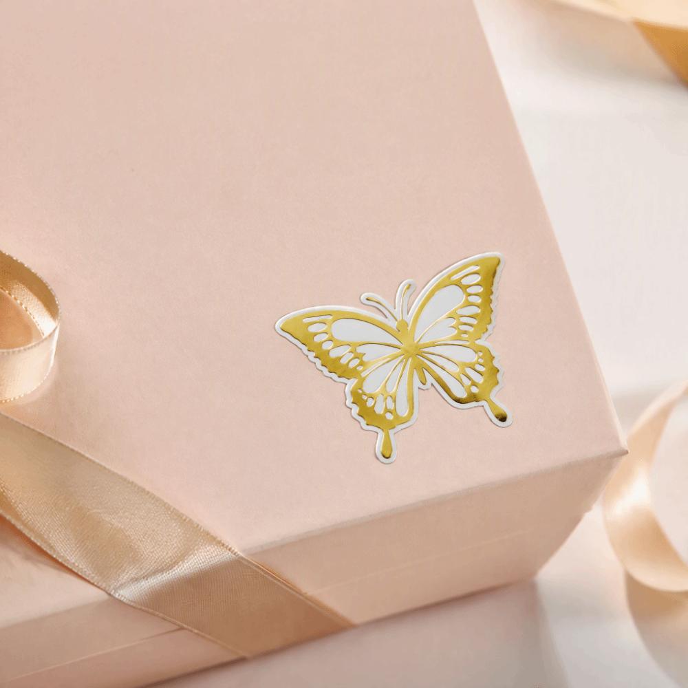 Waterproof Butterfly Stickers Golden Gold Foil Stickers Decorative Stickers Envelope Sealing